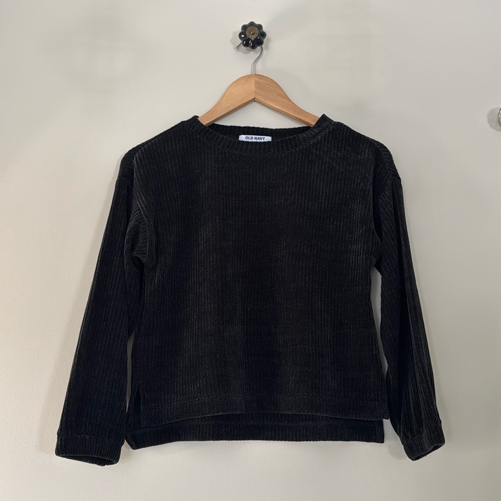 Old Navy Girls Black Textured Sweater Size L (10/12)